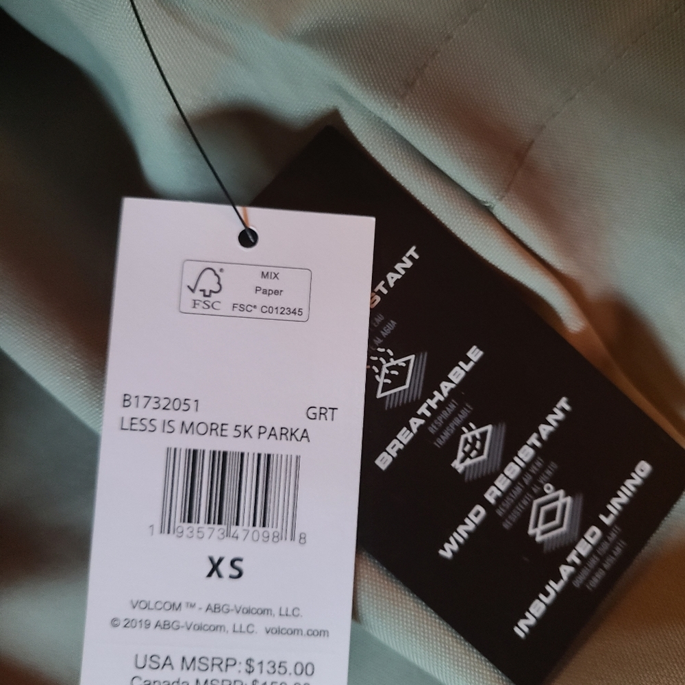 NWT Volcom Sherpa lined women jacket Green Tea XS - Picture 10 of 16